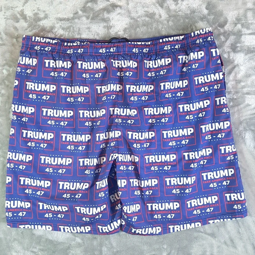 Trump Swim Trunks Shorts‎ Take America Back 45-47 Patriotic Mens 5XL